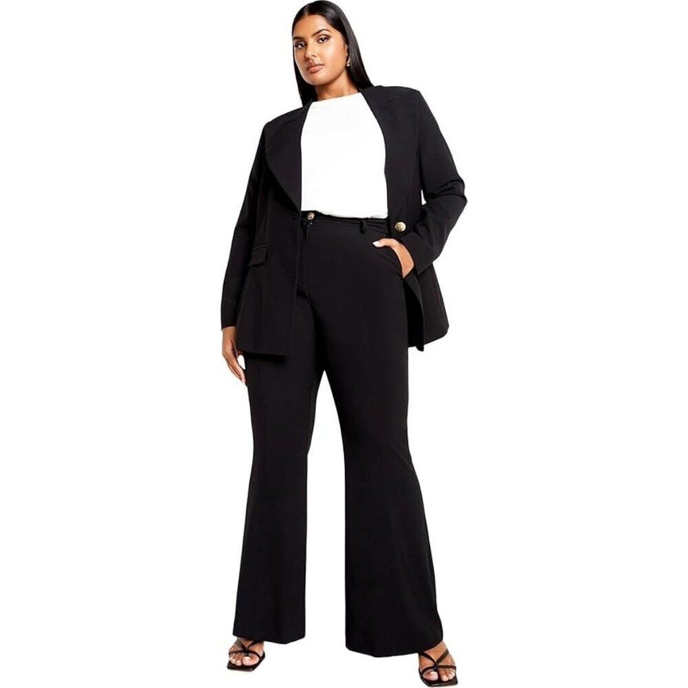 City Chic Women's Black Sloane Flare Pants Size 16 NWT
